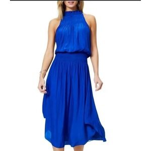 Ramy‎ Brook New York cobalt Blue carlie Midi Dress size Large Smocked